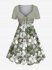 Tenue de plage hawaïenne assortie grande taille à imprimé feuilles et fleurs d'hibiscus pour couples - Vert 