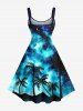 Galaxy Star Coconut Tree Print Plus Size Matching Hawaii Beach Outfit For Couples -  