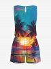 Ensemble chemise et barboteuse hawaïennes assorties, grande taille, tenue de plage, imprimé cocotier, nuage marin, pour couples - Vert 