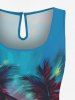 Ensemble chemise et barboteuse hawaïennes assorties, grande taille, tenue de plage, imprimé cocotier, nuage marin, pour couples - Vert 