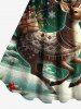 Robe trapèze grande taille imprimée sapin de Noël, élan et flocons de neige - Vert XXS