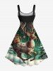 Plus Size Christmas Tree Elk Snowflake Gift Print Ombre A Line Dress -  