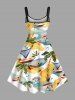 Plus Size Coconut Tree Seascape Bird Print Hawaii A Line Dress -  