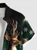 Chemise grande taille pour homme avec imprimé sapin de Noël, élan et flocons de neige, motif dégradé et poche boutonnée. - Vert 4XL