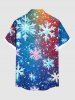 Plus Size Ombre Christmas Snowflake Print Button Pocket Shirt For Men -  
