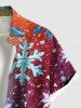 Plus Size Ombre Christmas Snowflake Print Button Pocket Shirt For Men -  