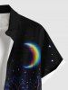 Chemise à boutons et poches pour homme, grande taille, motif sapin de Noël, chat, lune, galaxie, paillettes colorées - Noir S