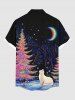 Chemise à boutons et poches pour homme, grande taille, motif sapin de Noël, chat, lune, galaxie, paillettes colorées - Noir 4XL