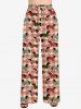 Plus Size Christmas Hat Dog Candy Plaid Print Drawstring Wide Leg Pants -  
