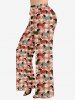 Plus Size Christmas Hat Dog Candy Plaid Print Drawstring Wide Leg Pants -  