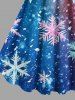 Plus Size Ombre Christmas Snowflake Print A Line Tank Dress - Bleu Ciel 3X