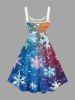 Plus Size Ombre Christmas Snowflake Print A Line Tank Dress - Bleu Ciel 3X