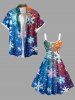 Plus Size Ombre Christmas Snowflake Print A Line Tank Dress - Bleu Ciel 3X