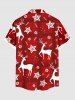 Chemise de Noël grande taille à carreaux et imprimé fleurs d'élan avec poches boutonnées pour homme - Rouge 6XL