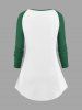 Plus Size Christmas Snowman Holly Print Long Sleeves Women T-shirt -  