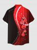 Plus Size Christmas Ball Tassel Star Colorblock Print Buttons Pocket Shirt For Men -  