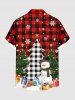 Chemise grande taille à imprimé écossais, sapin de Noël, bonhomme de neige, flocon de neige, boutons et poche pour homme - Rouge 4XL
