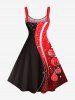 Robe débardeur grande taille à imprimé boule de Noël, pompons, étoiles et blocs de couleurs - Rouge 3X