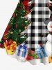 Plus Size Christmas Tree Snowman Snowflake Plaid Print Tank Dress -  