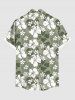 Chemise hawaïenne grande taille à imprimé feuilles d'hibiscus et boutons avec poche pour homme - Vert M