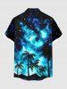 Chemise hawaïenne grande taille à imprimé cocotiers et étoiles, avec poches et boutons, pour homme - Noir 3XL