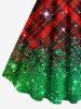 Plus Size Christmas Plaid Star Sparkling Sequin Glitter 3D Print Tank Dress -  