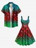 Robe débardeur grande taille à carreaux de Noël, étoiles, paillettes scintillantes, imprimé 3D - Vert XS