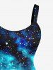 Plus Size Galaxy Star Coconut Tree Print Hawaii Tank Dress -  