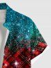 Chemise de Noël grande taille à carreaux, étoiles, paillettes scintillantes, imprimé 3D, boutons et poches pour homme - Vert S