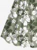 Robe hawaïenne cintrée grande taille à imprimé feuilles et fleurs d'hibiscus - Vert clair XXS