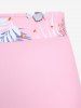 Maillot de bain tankini grande taille à imprimé floral tropical et hibiscus, style hawaïen, jambes courtes (bretelles réglables) - Rose clair 1X | US 14-16