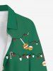 Chemise de Noël grande taille à manches longues et boutons, avec poche et imprimé bonbon et nœud papillon à rayures, pour homme - Vert M