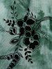 Robe à bretelles asymétrique grande taille, à volants, imprimé floral tie-dye et épaules dénudées. - Vert 5x | US 30-32