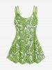 Maillot de bain tankini grande taille à imprimé cachemire bohème avec shorty - Émeraude L | US 12