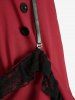 Gothic Plus Size Buttons Lace Trim High Low Asymmetric Skirt -  