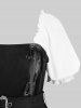 Plus Size Grommets Lace-up Lace Trim Ruffles Asymmetrical Dress With Belt -  