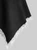 Plus Size Grommets Lace-up Lace Trim Ruffles Asymmetrical Dress With Belt -  