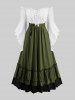 Plus Size Lace Up Grommets Ruffles Asymmetrical Hem Off The Shoulder Flare Sleeves Dress -  