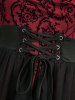 Plus Size Flowers Flocking Grommets Lace-up Lace Trim Ruffles Hem Tank Dress -  