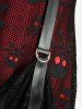 Robe débardeur grande taille à découpes en résille, œillets et dentelle, ornée d'un motif tête de mort. - Rouge 1X | US 14-16