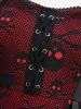Plus Size Hollow Out Skull Fishnet Lace-up Grommets Lace Trim High Low Tank Dress -  