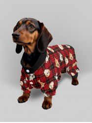 Pet's Cute Dog Plaid Print Button Pajama -  