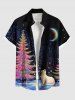 Colorful Glitter Christmas Tree Cat Moon Galaxy Print Plus Size Matching Outfit For Couples -  