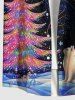 Colorful Glitter Christmas Tree Cat Moon Galaxy Print Plus Size Matching Outfit For Couples -  