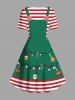 Christmas Light Candy Bowknot Stripes Print Plus Size Matching Outfit For Couples -  
