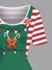 Christmas Light Candy Bowknot Stripes Print Plus Size Matching Outfit For Couples -  