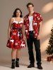 Tenue assortie grande taille à imprimé écossais et fleurs d'élan de Noël pour couples - Rouge 