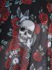 Maillot de bain tankini grande taille à imprimé de têtes de mort et de roses, avec nœud papillon et bretelles croisées. - Rouge 3X | US 22-24