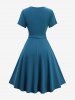 Gothic Plus Size Crossover Bust Solid A Line Dress with Removable Tied Belt -  