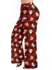 Pantalon à carreaux à cordon de serrage pour femme grande taille, motif chien mignon, pour Noël - Rouge XS